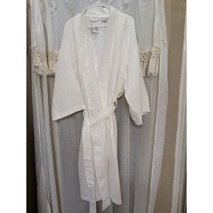 Women's M/L Boca Terry Waffle Knit Bath Robe Lightweight Spa Shower Cotton
